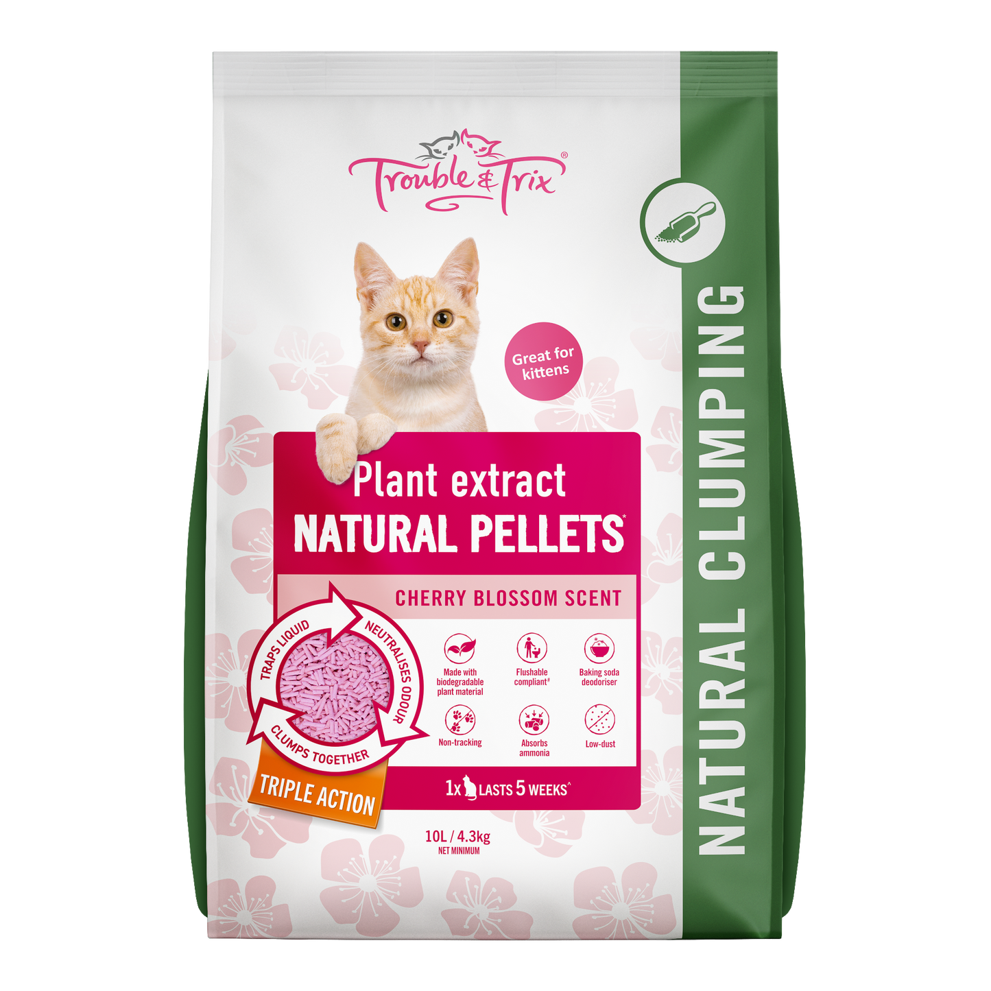 Trouble & Trix Cat Litter Cherry Blossom Natural Litter 10 litre