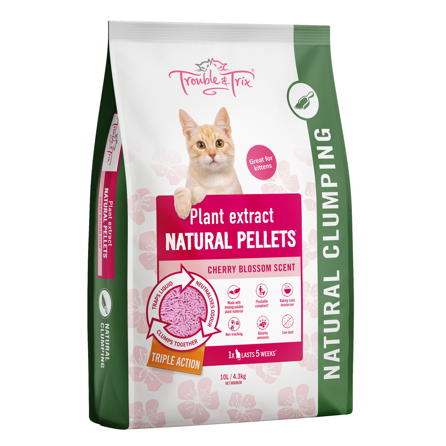 Trouble & Trix Cat Litter Cherry Blossom Natural Litter 10 litre
