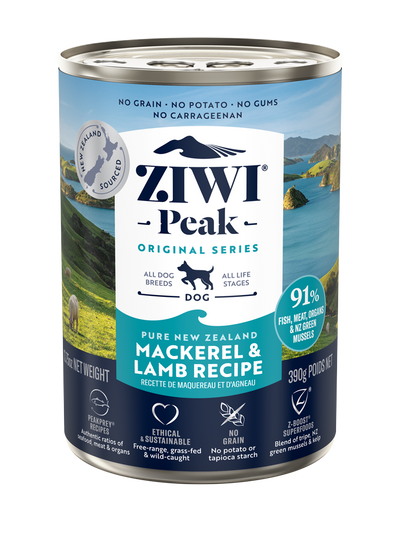 Ziwi Peak Dog Mackeral & Lamb Can 390g