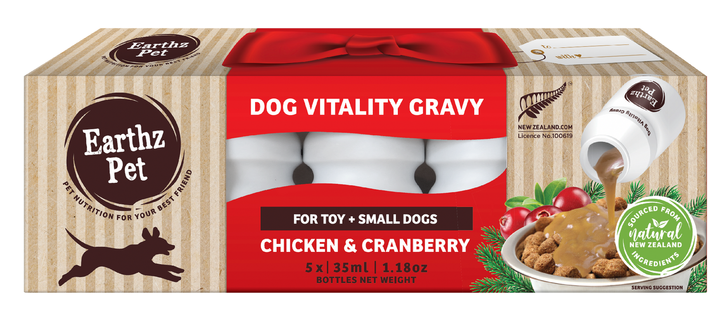 Earthz Pet Vitality Gravy Toy-Small Chicken & Cranberry 5 x 35ml