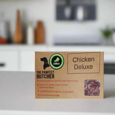 The Pawfect Butcher Chicken Deluxe raw blend (1.5kg boxes in 6x 250g portins)