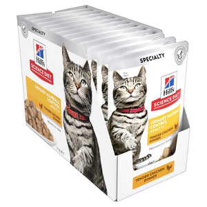 Pack of 12 Science Diet Cat Adult Urinary Hairball Control Chicken 85g Pouch