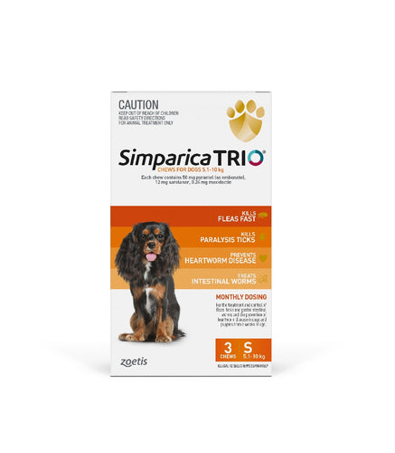 Simparica Trio 5.1-10kg (Orange) 3 Pack