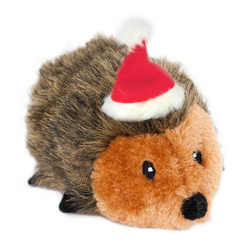 Zippy Paws Plush Squeaker Dog Toy - Christmas Holiday Hedgehog - Small