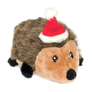 Zippy Paws Plush Squeaker Dog Toy - Christmas Holiday Hedgehog - Small