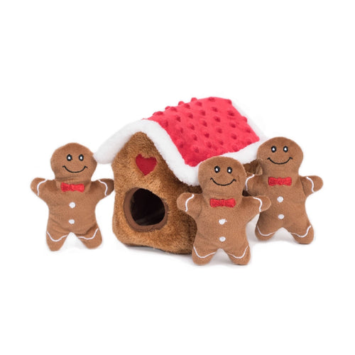 Christmas Holiday Burrow Dog Toy - Gingerbread House by Zippy Paws