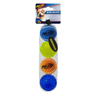 Nerf 4 Ball Pack 5 cm - 2 x Squeak Tennis Balls / 2 x TPR LED Balls