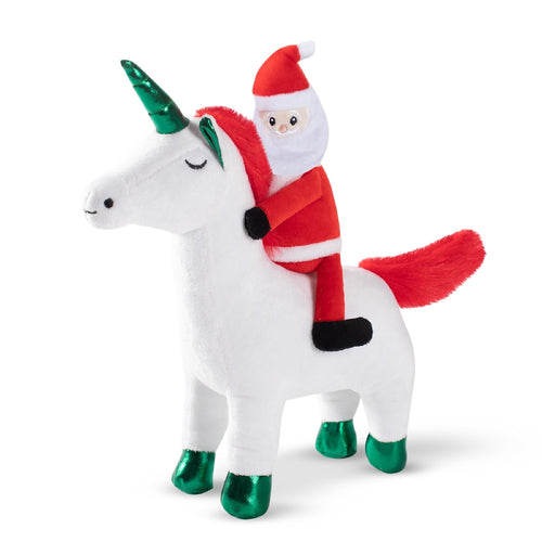 Santa Unicorn Plush Dog Toy