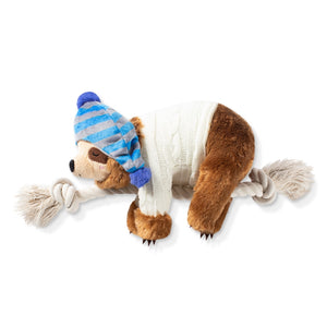 Beanie Sweater Sloth On a rope Plush Dog toy