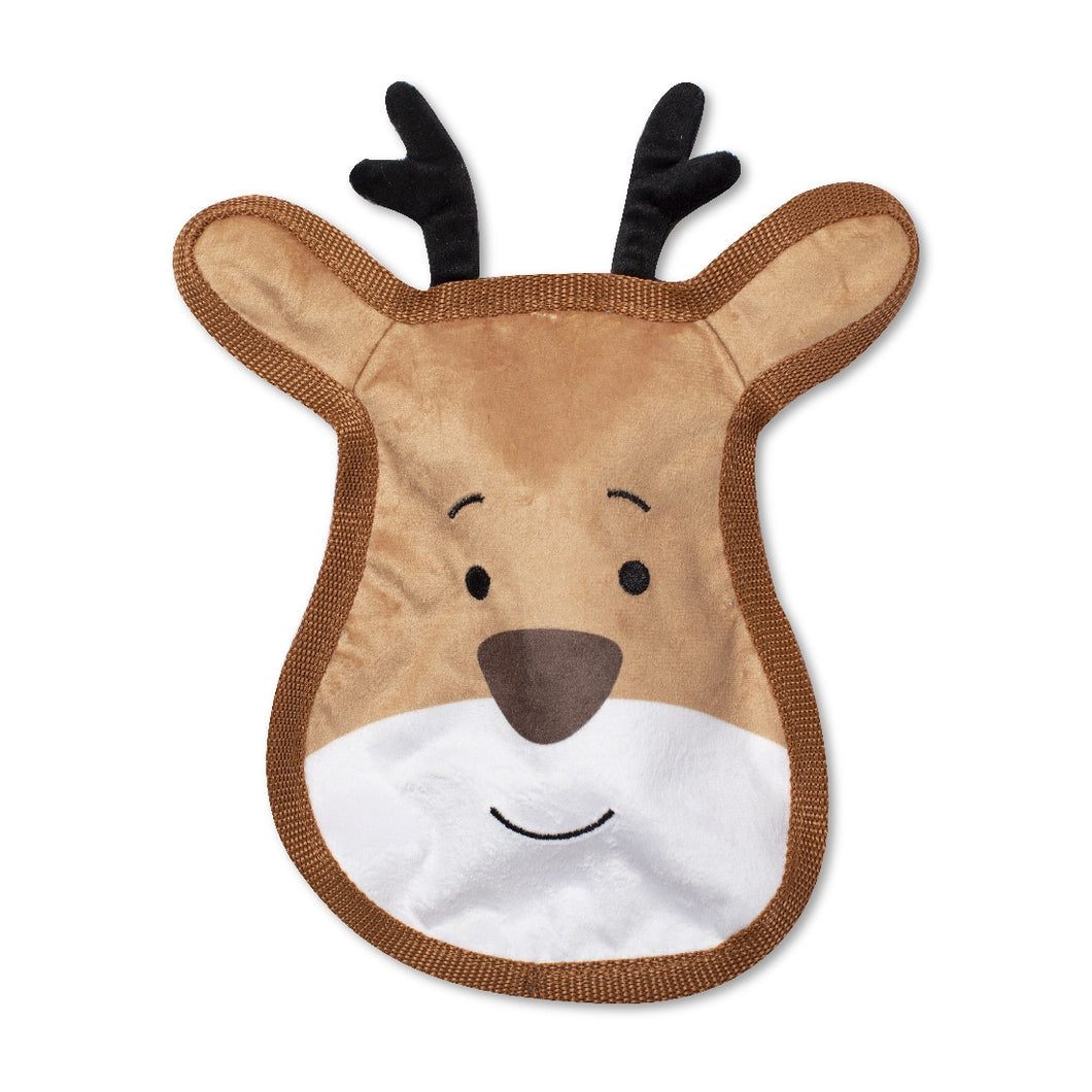 Reindeer Face Durable Plush Dog Toy