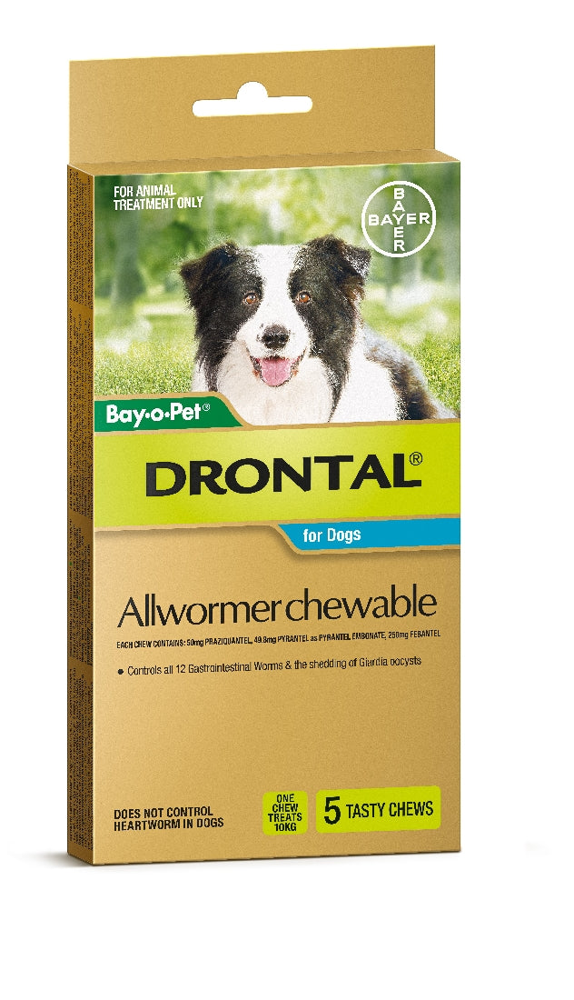 Drontal Dog All Wormer Chewable Up To 10Kg 5 Pack