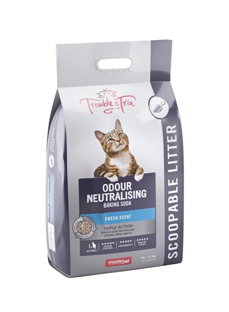Trouble & Trix Odour Neutralizing Cat Litter With Baking Soda 15 Ltr *Available In Store or Local Delivery Only