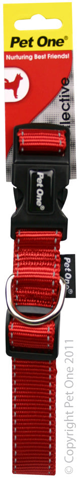 Pet One Nylon Reflective Adjustable Collar 25Mm 40Cm - 65Cm