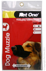 Pet One Nylon Adjustable Muzzle Black