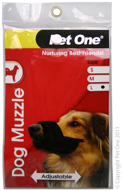 Pet One Nylon Adjustable Muzzle Black