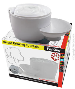 Pet One Deluxe Drinking Fountain W Pump 12vac 50hz White