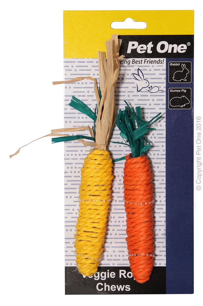 Pet One Veggie Rope Chew Carrot And Corn Twin Pack