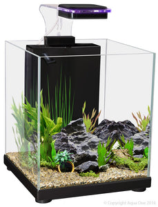 Aqua One Betta Sanctuary Glass Aquarium 10L 22.4cm W X 22.4cm D X 26.3cm H (Black)
