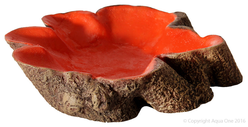 Aqua One Hermit Crab Tree Stump Bowl Orange Large 14 x10x3Cm