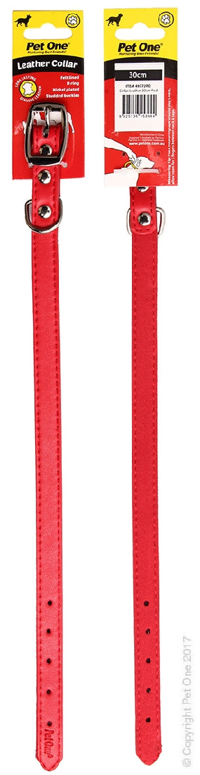Pet One Collar Leather Red
