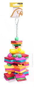 Avi One Bird Toy Coloured Wood Cube With Bell 35cm x11cm