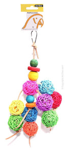 Avi One Bird Toy Leather Rope Coloured Rattan Ball  37Cm