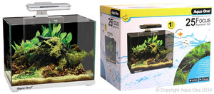 Aqua One Focus 25 Glass Aquarium 25L 40cm L X 25cm D X 31cm ( White)