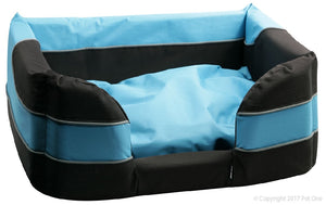 Pet One Bed Stay Dry Basket 62cm x 45cm x 25cm Black & Blue