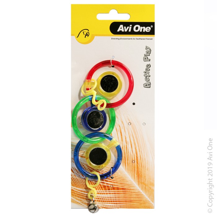 Avi One Bird Toy Triple Ring with Mirror with Bell 21cm