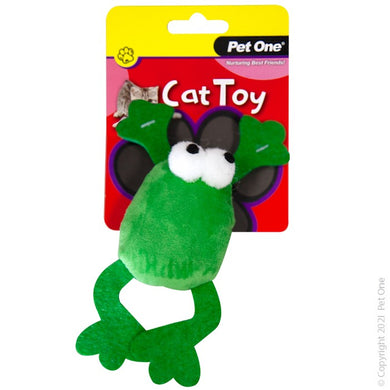Pet One Cat Toy Plush Jumping Frog Green 14.5 cm