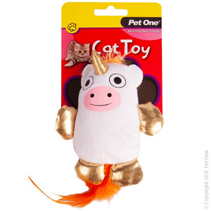 Pet One Cat Toy Plush MooNicorn with Feather 10.5 cm