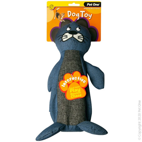 Pet One Dog Toy Interactive Seal Blue 35cm
