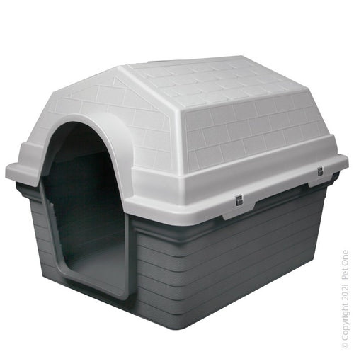 Pet One Plastic Kennel Medium 84Cm X 63Cm X 63Cm Grey *Available In Store or Free Local Deliver Only*