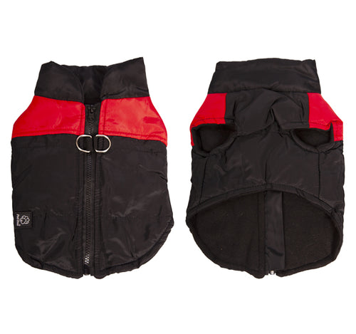 Pet One Doggy Parka With Leash D Rings Red\Black