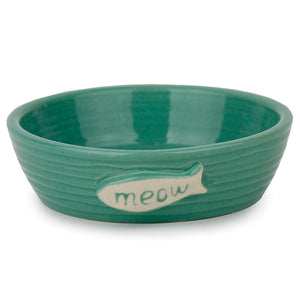Cattitude Bowl Ceramic Pottery Fish Green