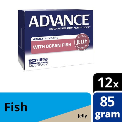 Pack of Advance Cat Adult Ocean Fish Chunks In Jelly