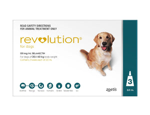 Revolution Dog 240mg 20.1 - 40kg (Teal) 3 Pack incl. Canex Tabs