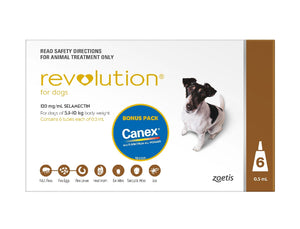 Revolution Dog 60mg 5.1 - 10kg (Brown) 3 Pack incl. Canex Tabs