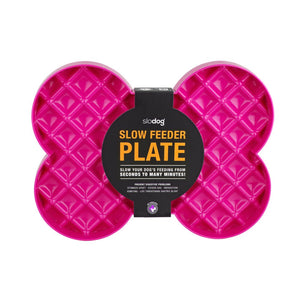 SloDog No Gulp Bone-Shaped Slow Food Plate for Cats & Dogs - Pink