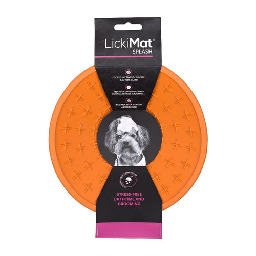 LickiMat Splash Wall & Floor Suction Slow Feeder Dog Bowl - Orange