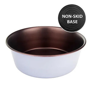 Bainbridge Dog Bowl Stainless Steel Non-Skid - Grey & Copper - 1.9L