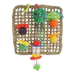 Bainbridge Bird Net Forgaging Wall - Medium size - Made from Sisal with platic rings and puzzle type toys attached to keep birds mentally enriched