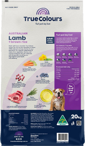 True Colours Adult Lamb & Brown Rice 20kg *Instore Pickup or Local Delivery Only*