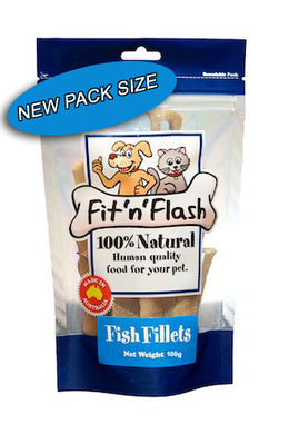 Fit 'n' flash fish fillets are made with human grade fish fillets, and containing a very low fat content of only 4%. 100gm pack now available!